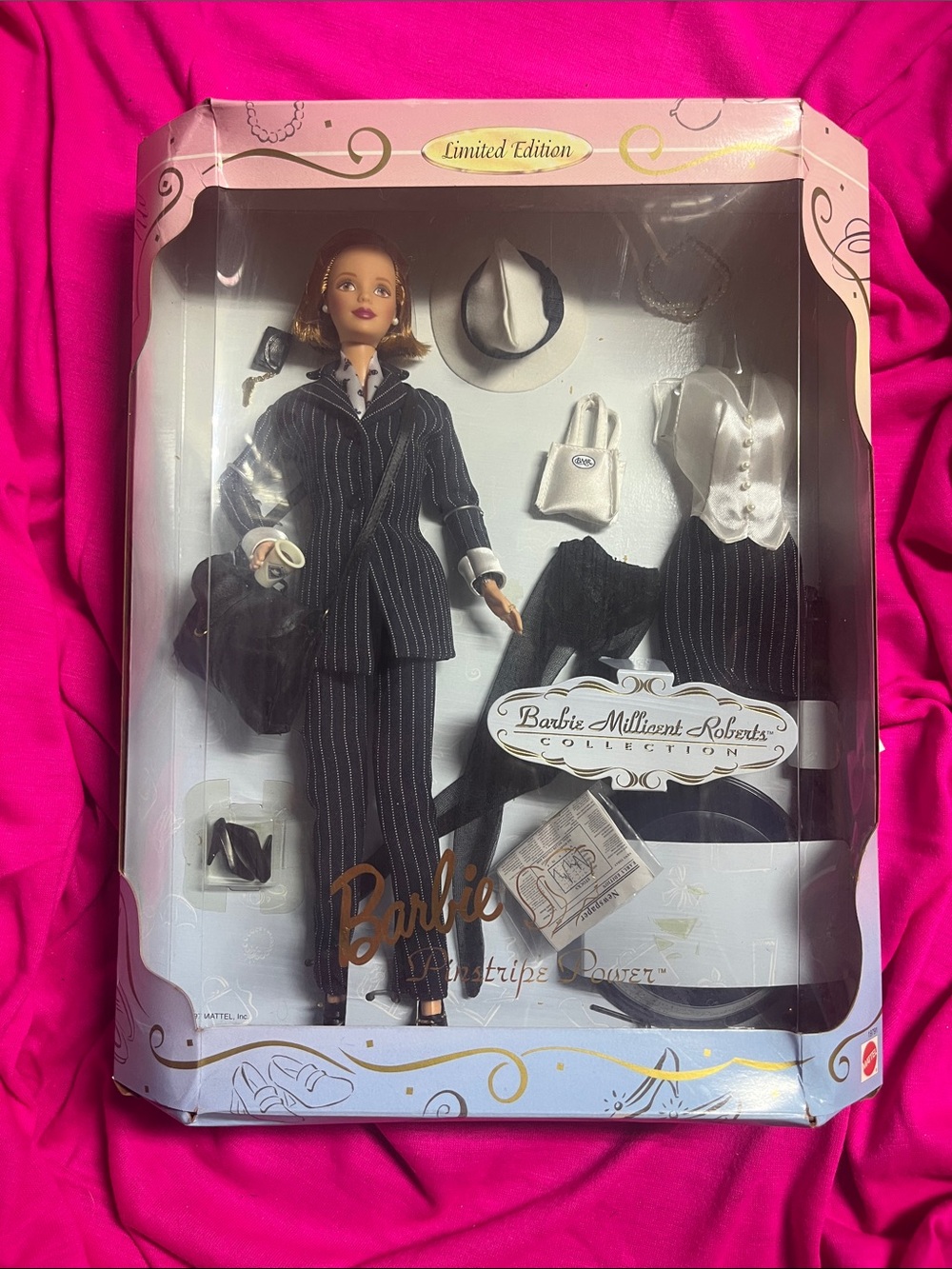 NRFB 1997 Barbie Millicent Roberts Pinstripe Power Suit Doll